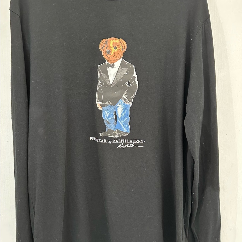 Ralph Lauren Black Long Sleeve Shirt with Polo Bear size L